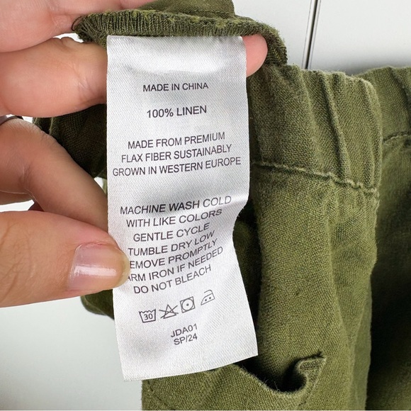Quince 100% Linen European Linen Pants Martini Olive Green Large Straight Ankle - Picture 6 of 7